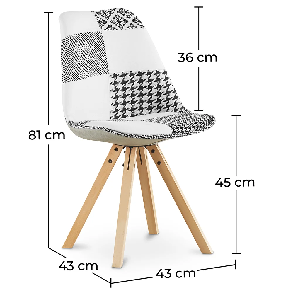 Dining Chair - Upholstered in Black and White Patchwork - Denisse image 10
