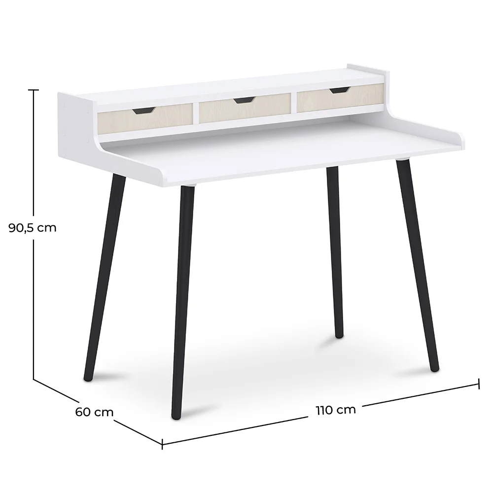 Wooden Desk with Drawers - Scandinavian Design - Thora image 10