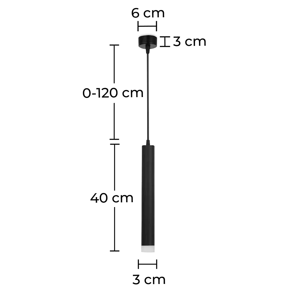 Tube Ceiling Lamp - LED Pendant Lamp - Black - Bruna image 10