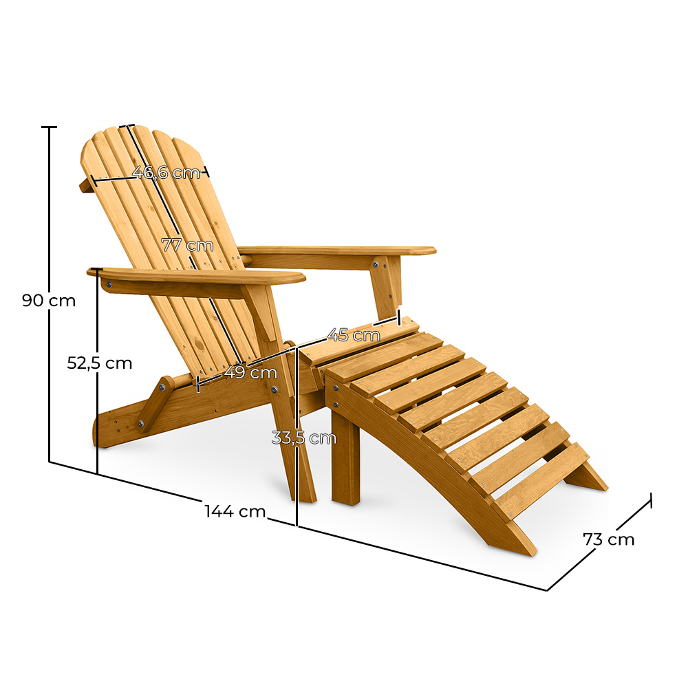 Deck Chair with Footrest - Wooden Garden Chair - Alana image 10