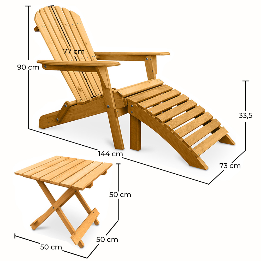 Outdoor Chair with Footstool and Outdoor & Garden Table - Wood - Alana image 10