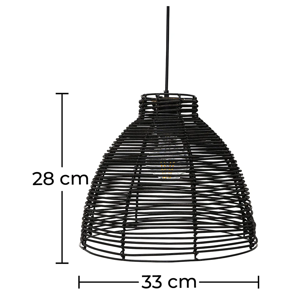 Black Rattan Ceiling Lamp - Boho Bali Design Pendant Lamp - Gian image 10