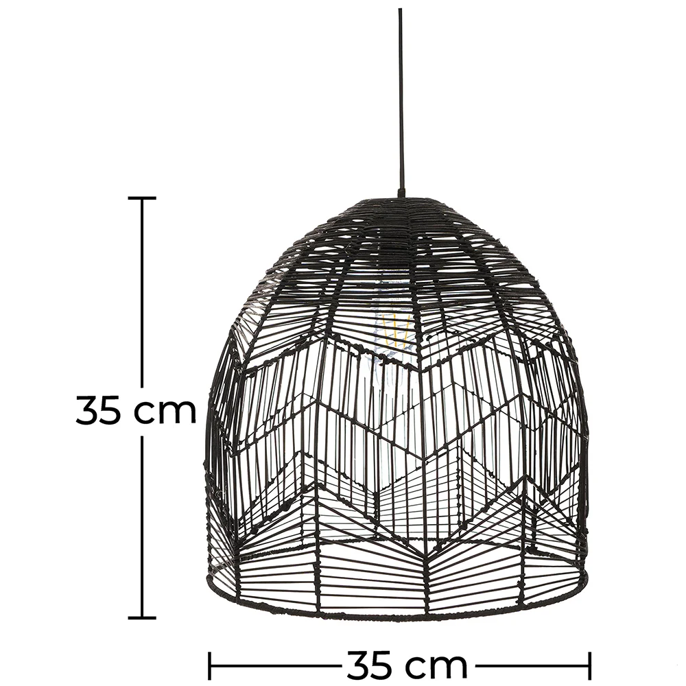 Black Rattan Ceiling Lamp - Boho Bali Design Pendant Lamp - Le image 10