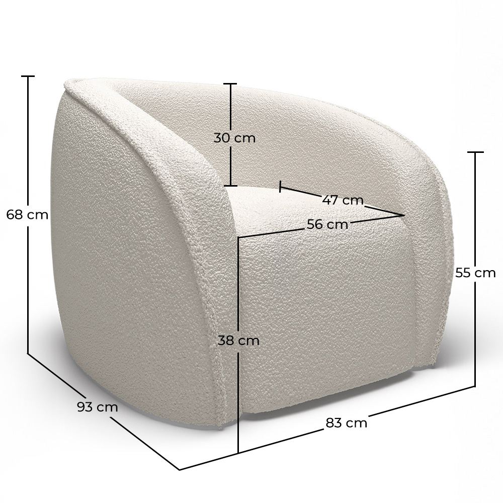 Armchair with Armrests - Upholstered in Boucle Fabric - Seral image 10