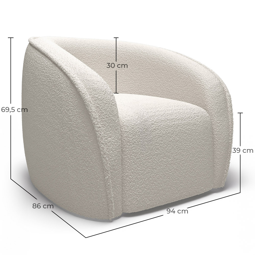 Armchair with Armrests - Upholstered in Boucle Fabric - Seral image 10