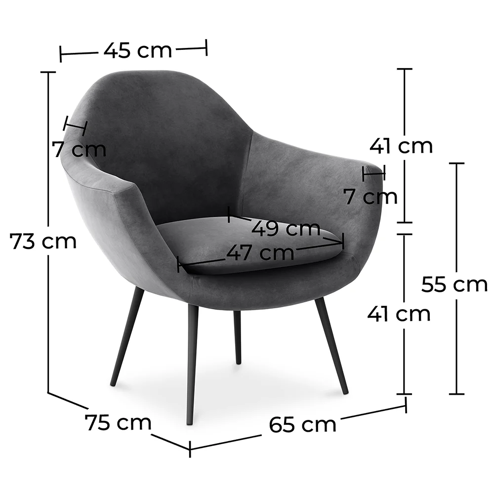 Armchair with Armrests - Upholstered in Velvet - Eila image 10