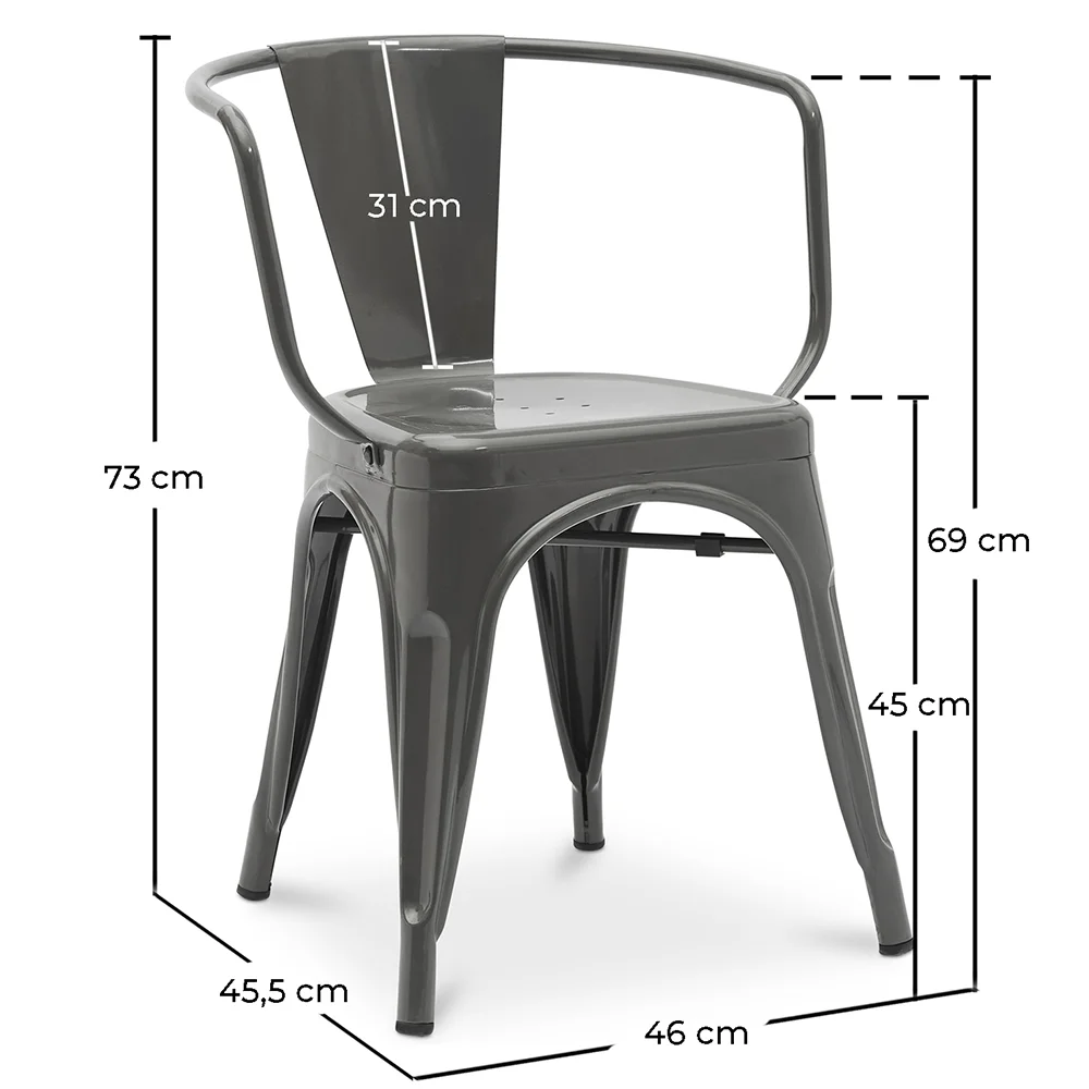 Dining Chair with Armrests - Industrial Design - Steel - New Edition - Stylix image 10
