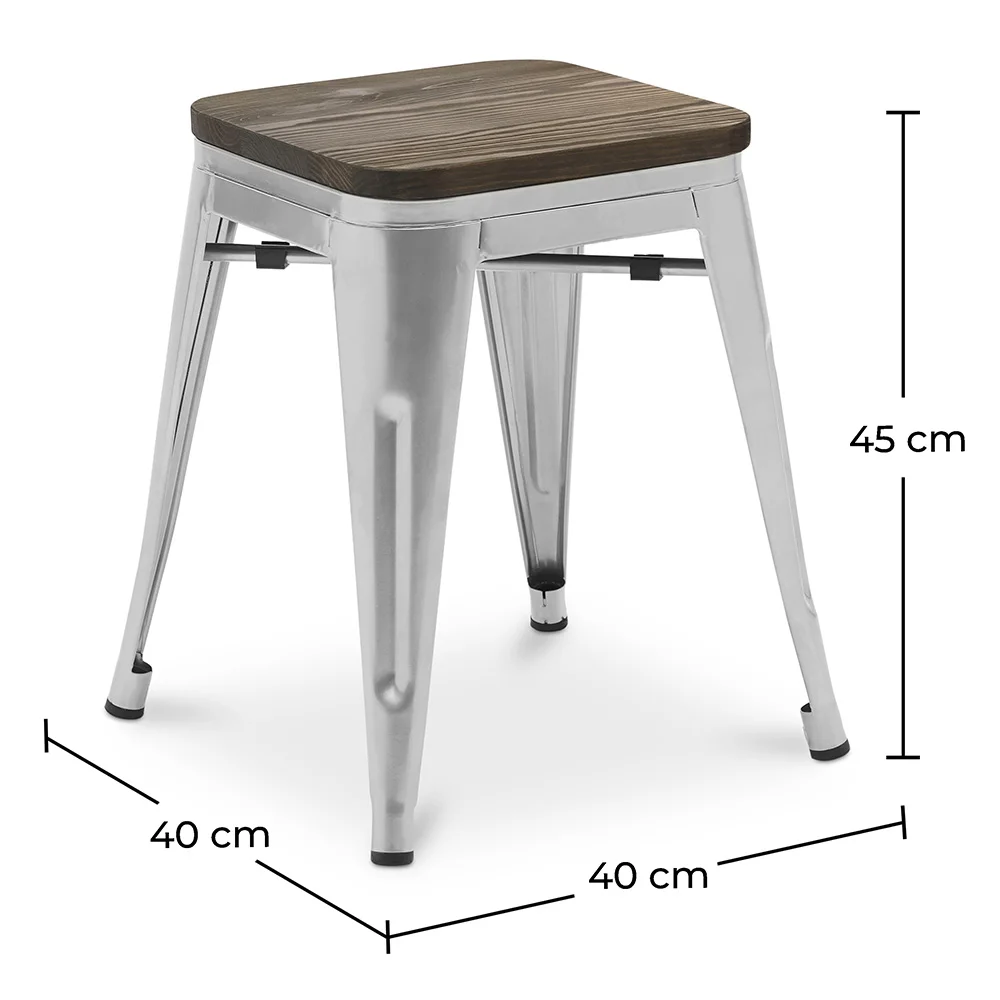 Industrial Design Bar Stool - Wood & Steel - 45cm - New Edition - Stylix image 10