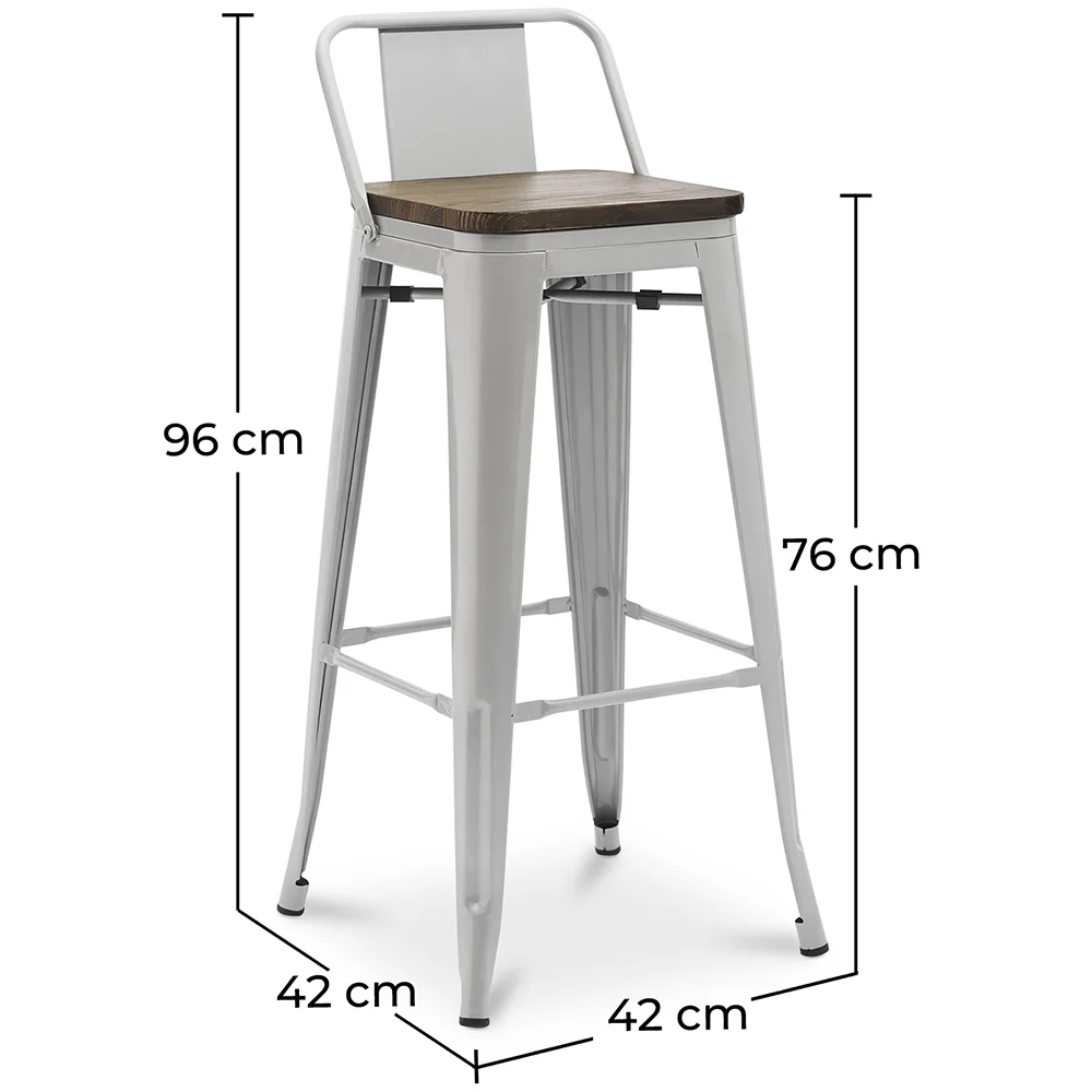 Bar Stool - Industrial Design - Wood and Steel - 76cm - Stylix image 10