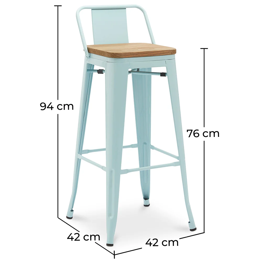 Bar Stool with Backrest - Industrial Design - Wood & Steel - 76cm - New Edition - Stylix image 10