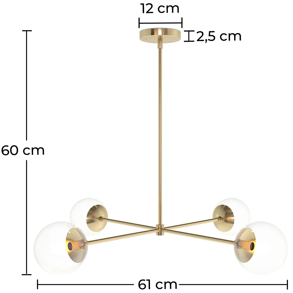 Gold Ceiling Lamp - Design Pendant Lamp - 4 arms - Luba image 10