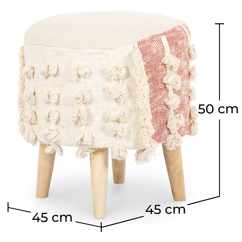 Round Pouf Stool - Boho Bali Style - Batty  image 10