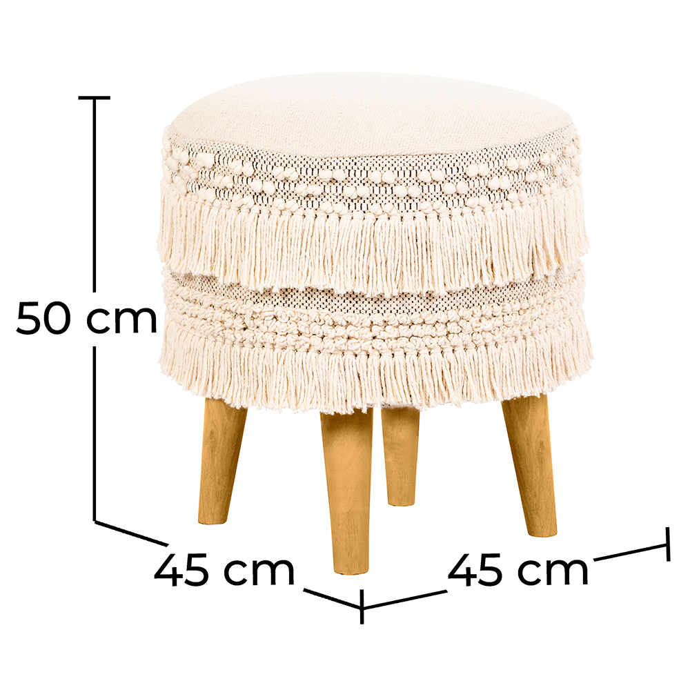 Round Pouf Stool - Boho Bali Style - Debra  image 10