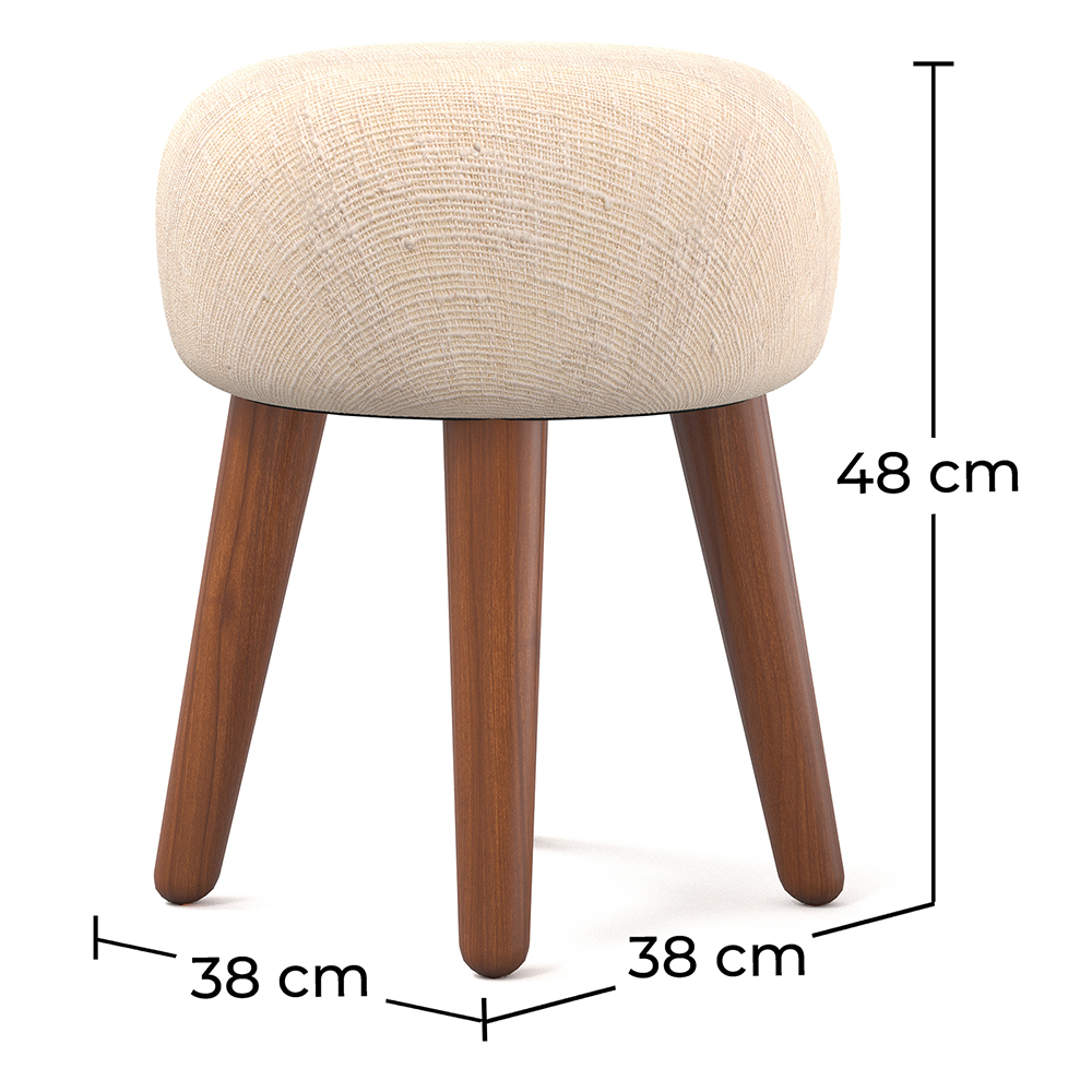 Round Stool Upholstered in Fabric - Boho Bali Style - Hiwal image 10