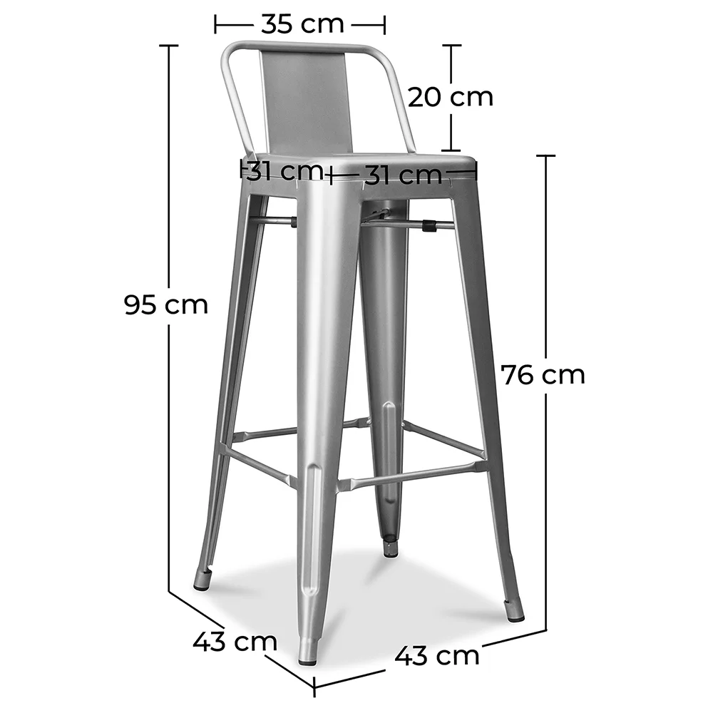 Bar Stool with Backrest - Industrial Design - 76cm - New Edition - Stylix image 10