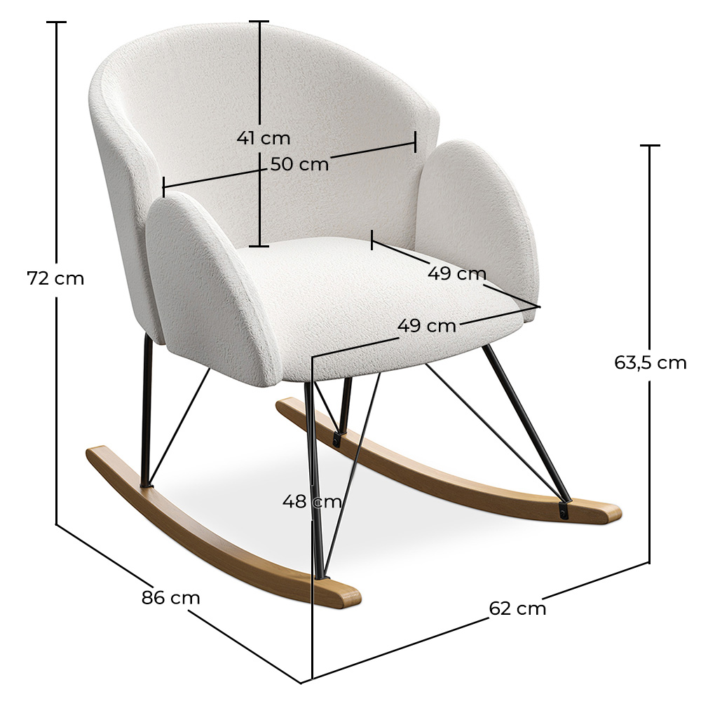 Rocking Armchair with Armrests - Upholstered in Boucle Fabric - Freia image 10