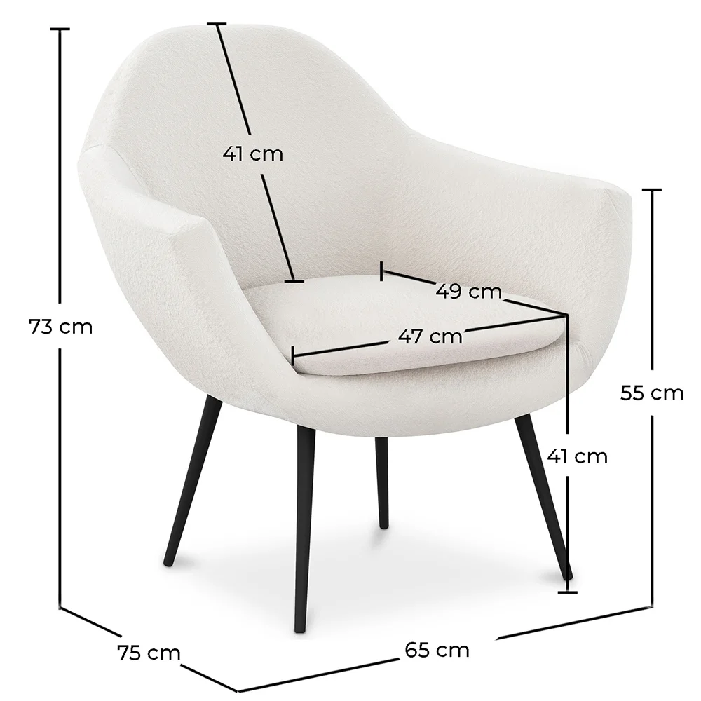 Armchair with Armrests - Upholstered in Boucle Fabric - Eila image 10