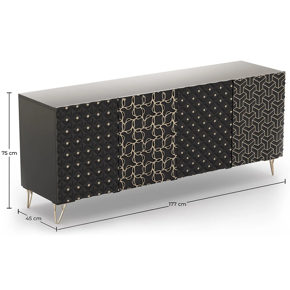 Wooden Design Sideboard - Black - Haui image 10