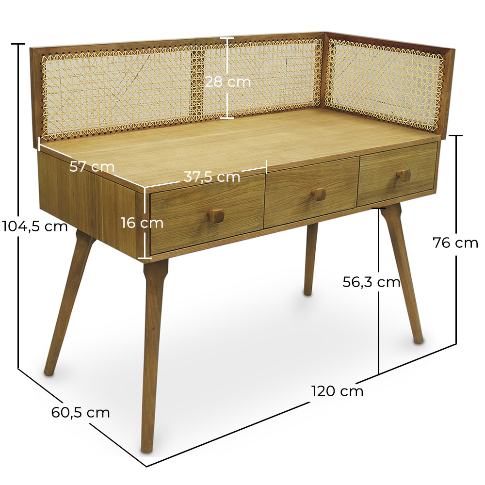 Desk in Cannage Design, Mango and Oak - Oka image 10