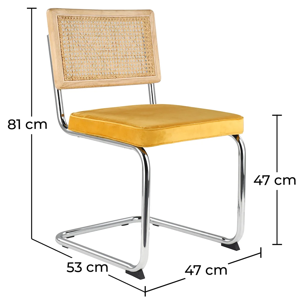 Dining Chair - Upholstered in Velvet - Wood and Rattan - Martha image 10