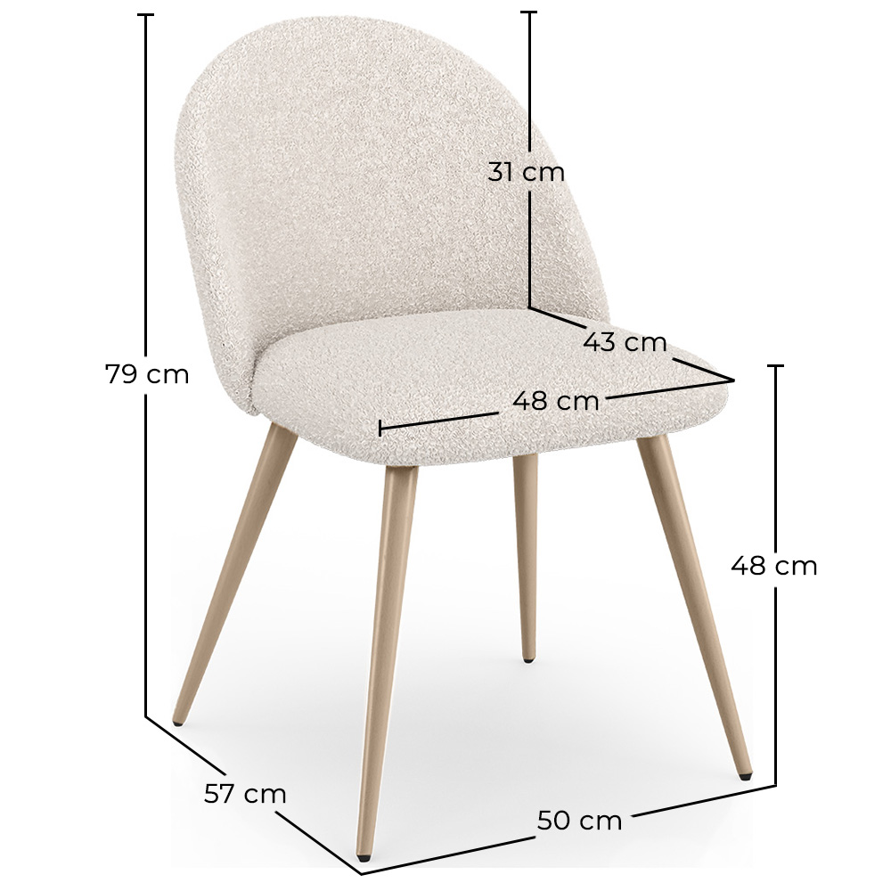 Dining Chair - Upholstered in Bouclé Fabric - Scandinavian Design - Evelyne image 10