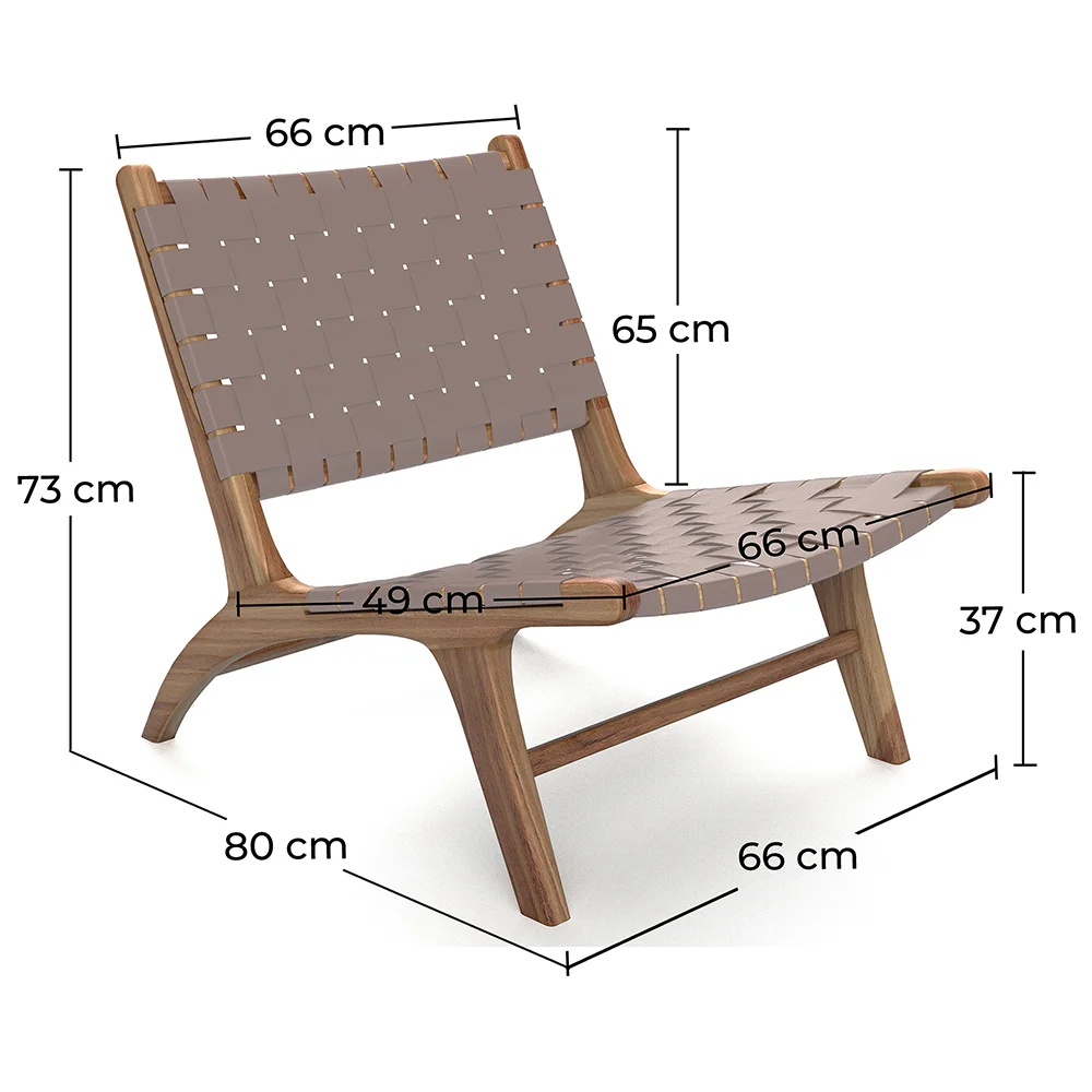 Armchair - Boho Bali Design Armchair - Wood and Leather - Recia image 10
