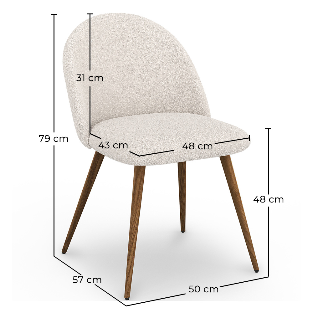 Dining Chair - Upholstered in Bouclé Fabric - Scandinavian - Evelyne image 10