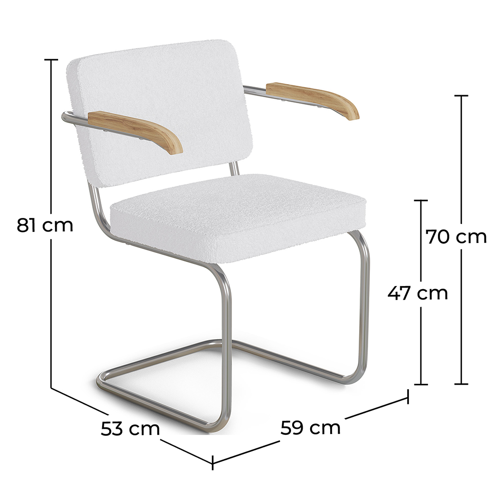 Dining Chair with Armrests - Upholstered in Bouclé Fabric - Henr image 10