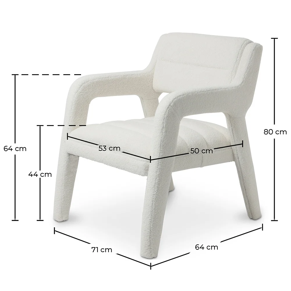 Upholstered Dining Chair - White Boucle - Colette image 10