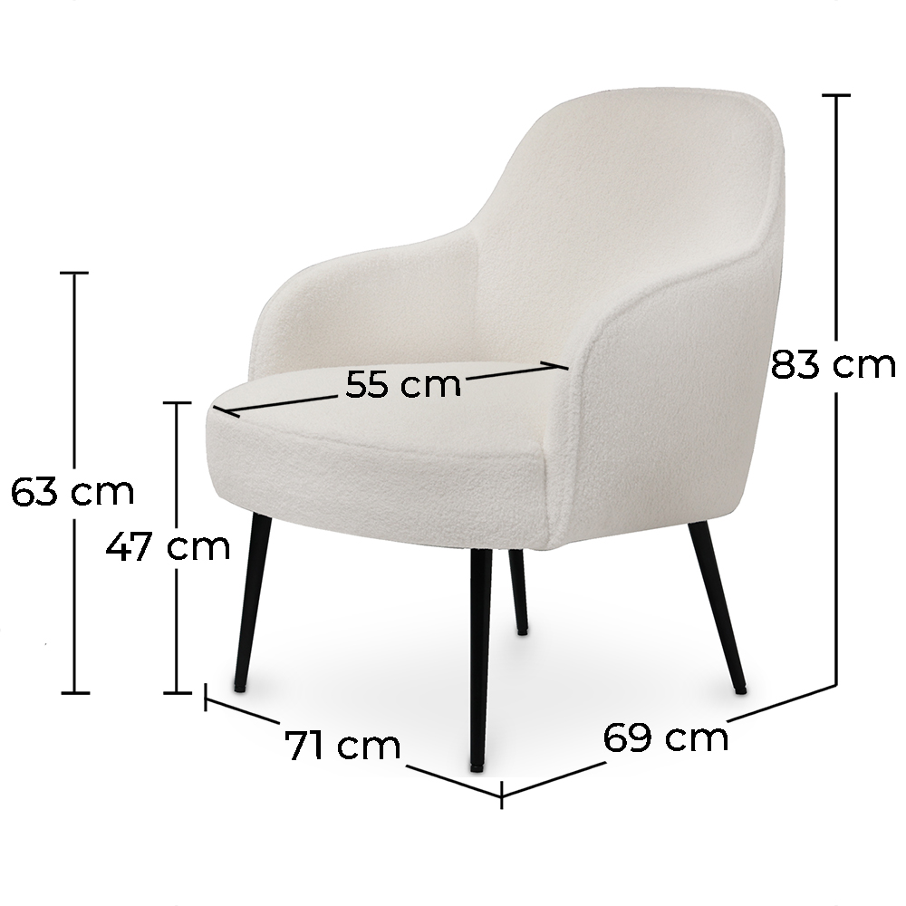 Upholstered Armchair - White Bouclé - Hyra image 10