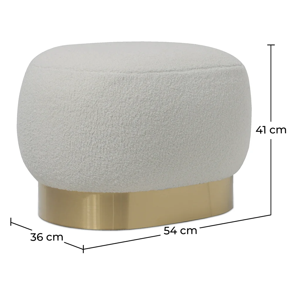 Pouf Luxury Home Foot Rest - White Boucle - Luxe image 10