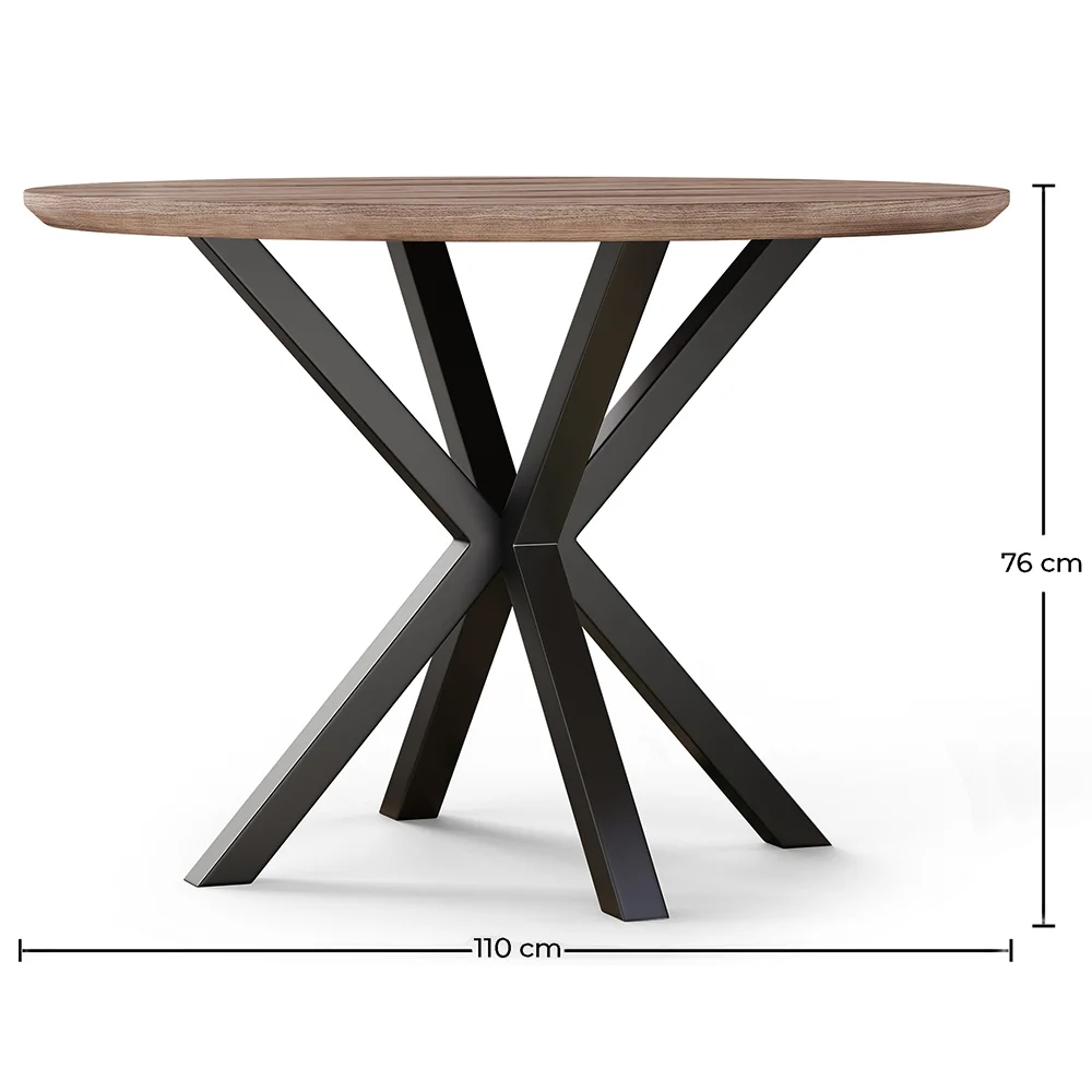 Round Dining Table - Industrial - Wood and Metal - Bayron image 10