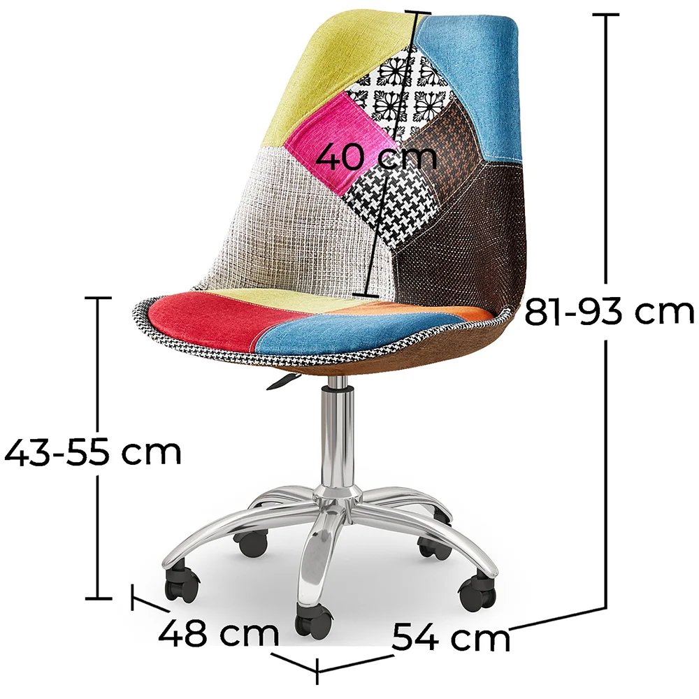  Swivel Office Chair - Patchwork Upholstery - Simona image 10