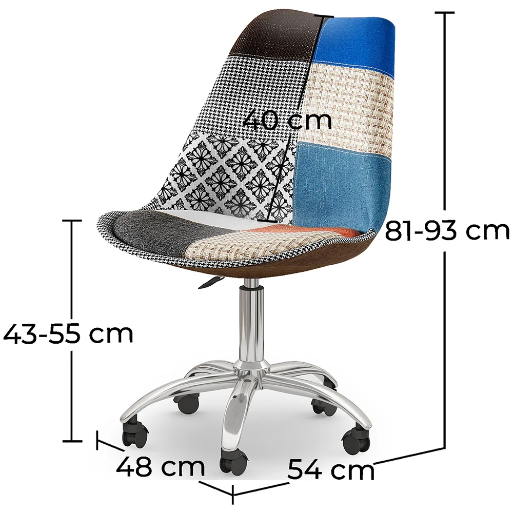  Swivel Office Chair - Patchwork Upholstery - Pixi image 10