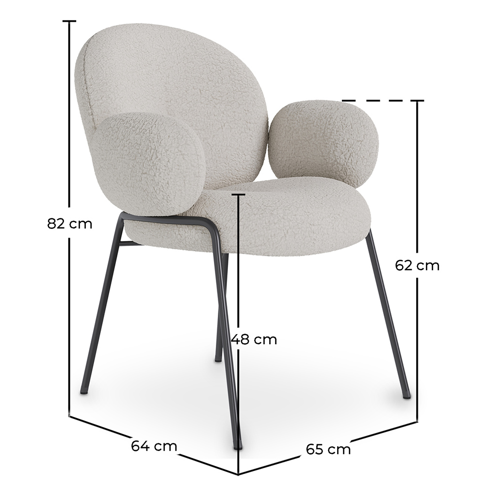 Dining Chair with Armrests - Bouclé Fabric Upholstery - Erys image 10