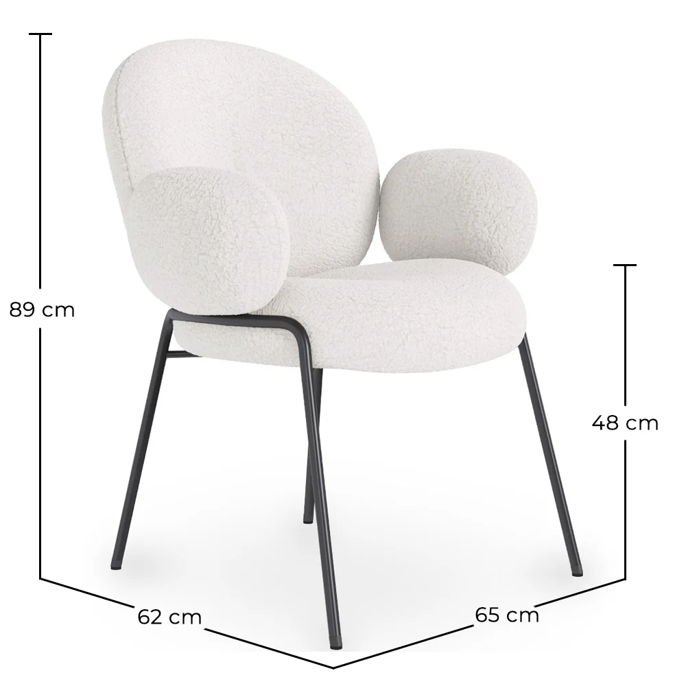 Dining Chair with Armrests - Bouclé Fabric Upholstery - Erys image 10