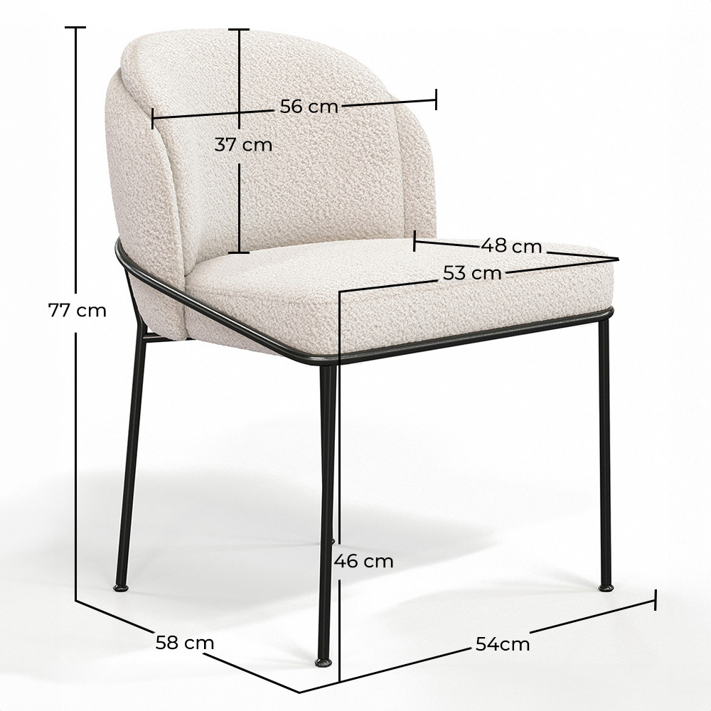 Dining Chair - Upholstered in Bouclé Fabric - Mina image 10