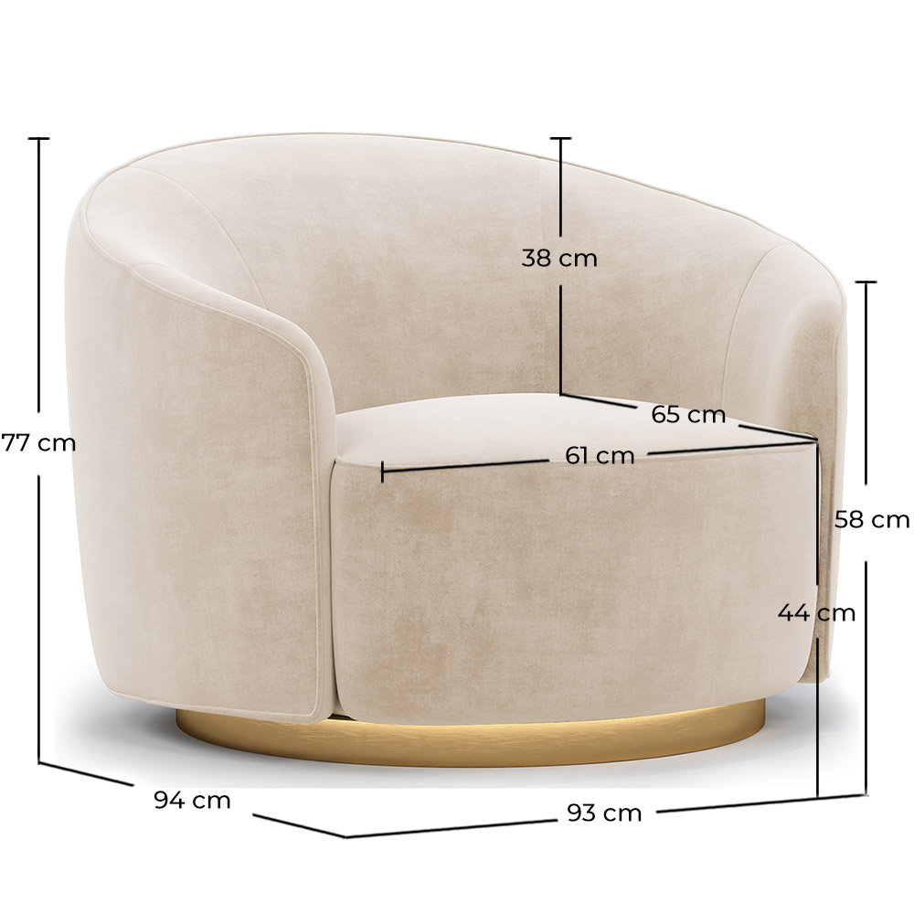 Curved Design Armchair - Upholstered in Velvet - Herina image 10