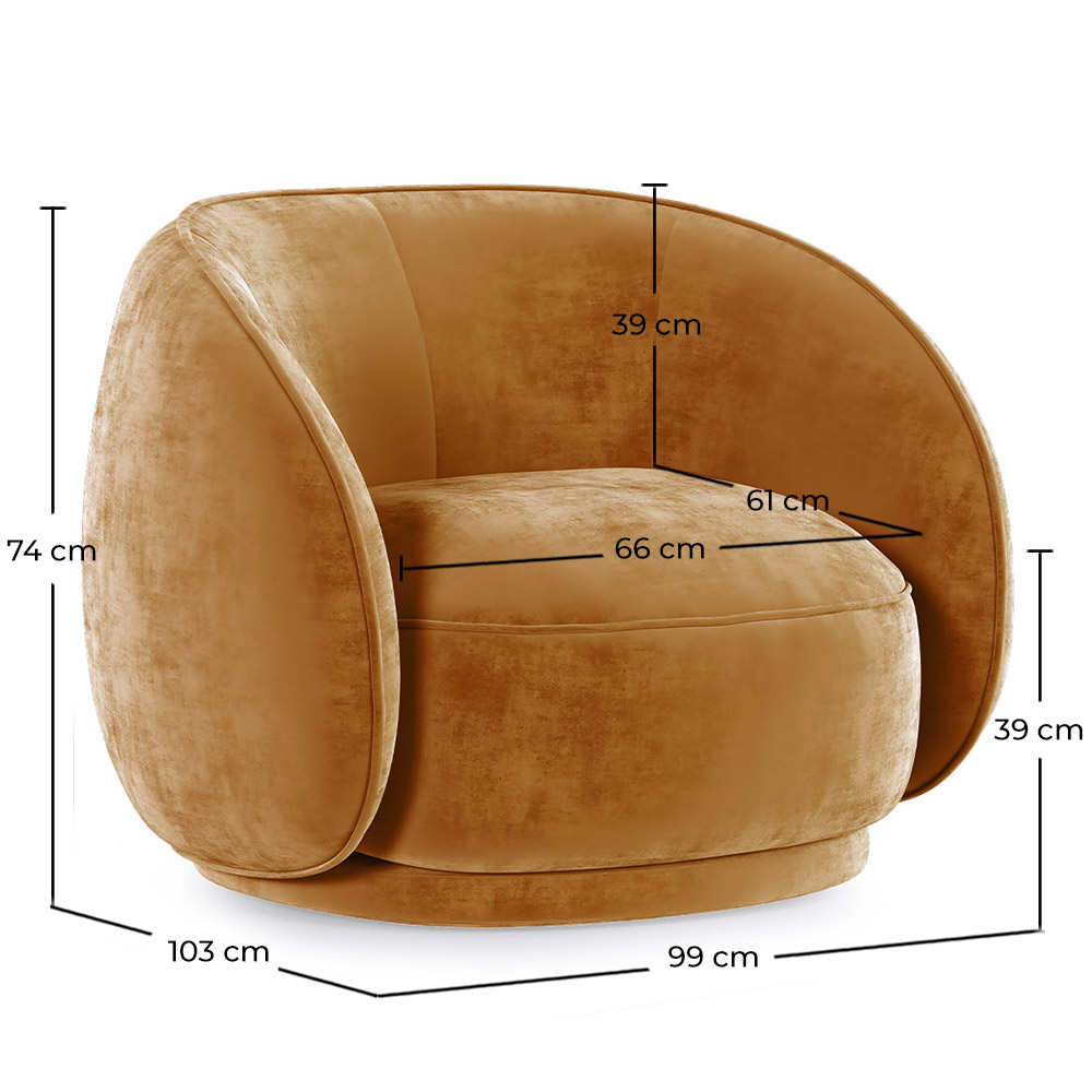 Curved Velvet Upholstered Armchair - Cally image 10