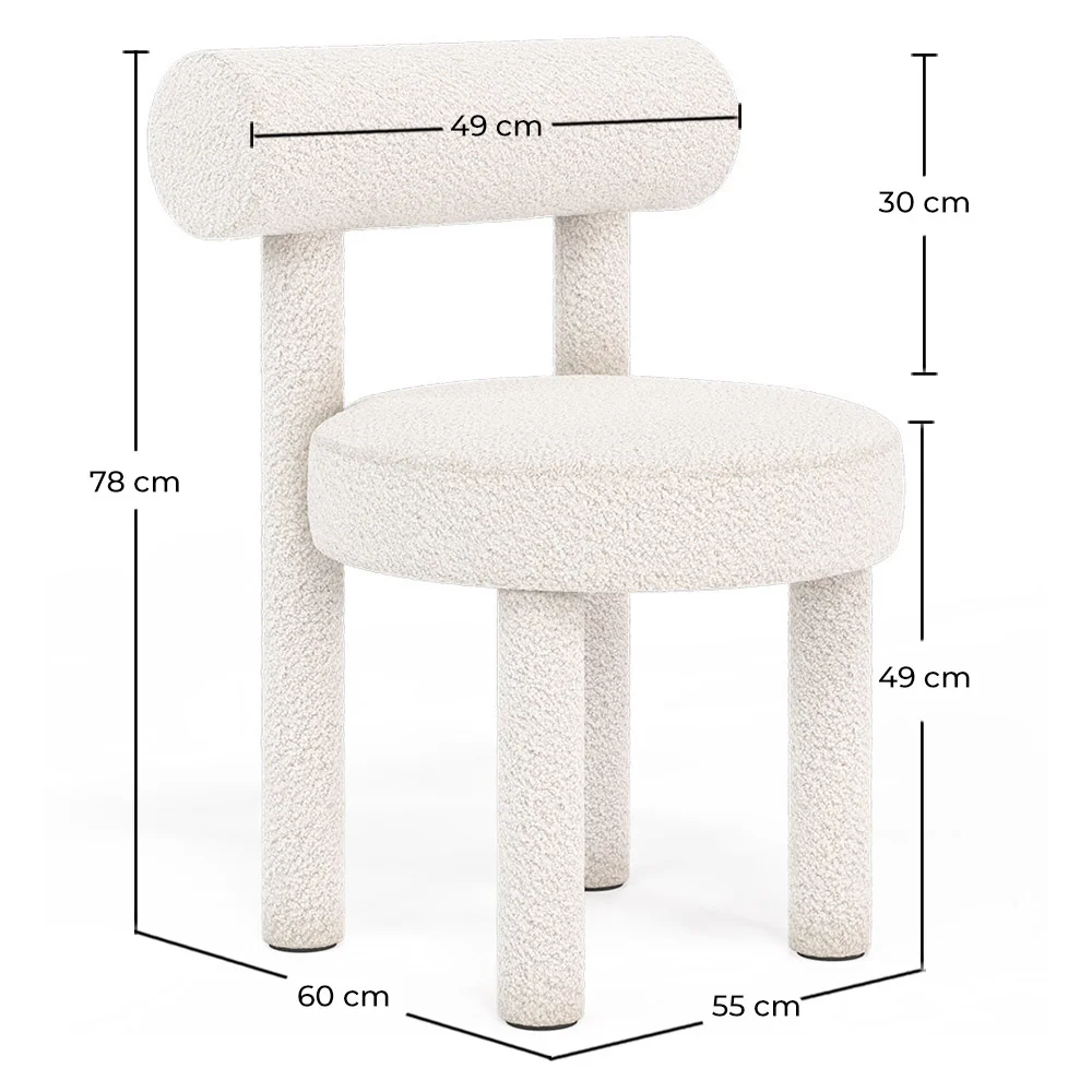 Dining Chair - Upholstered in Bouclé Fabric - Rhys image 10