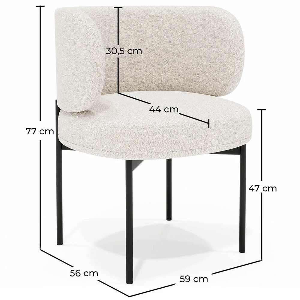 Pack of 4 - Dining Chair - Upholstered in Bouclé Fabric - Loraine image 10