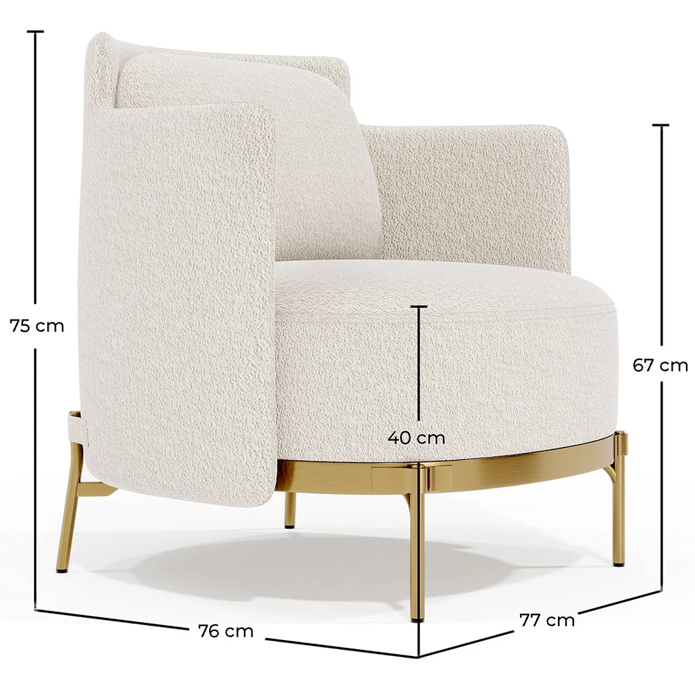 Designer Armchair - Upholstered in Bouclé Fabric - Terrec image 10