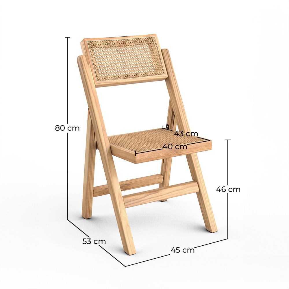 Folding Wooden Rattan Dining Chair - Umbra image 10