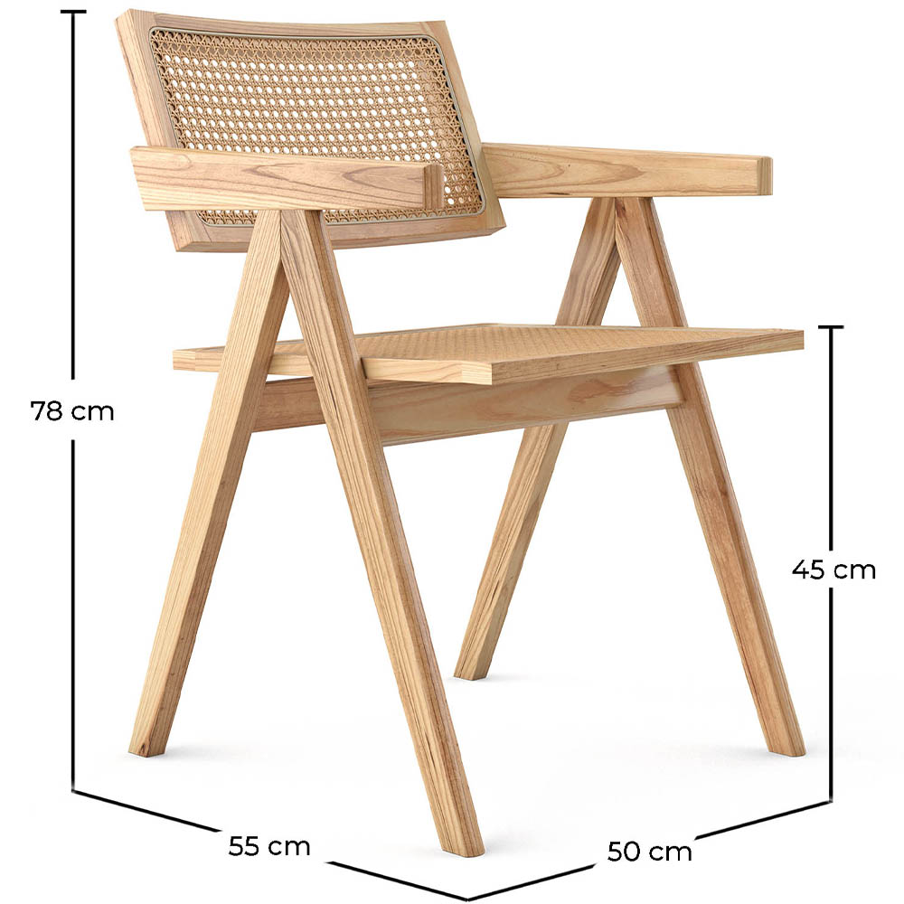 Dining Chair in Cane Rattan - with Armrests - Kane image 10