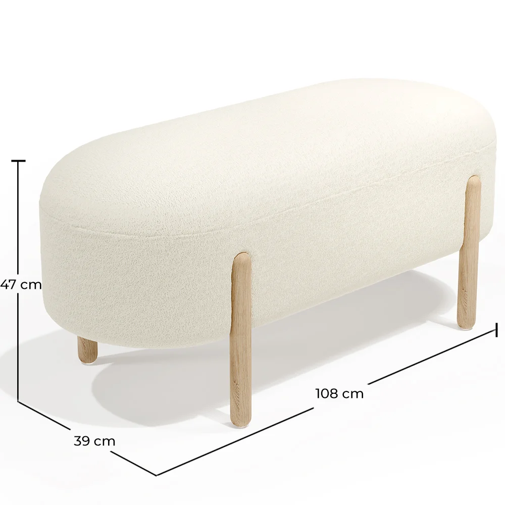Upholstered Bouclé Bench - Curve image 10