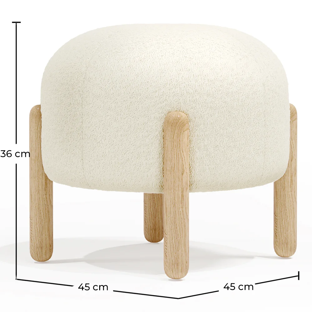 Low Stool Upholstered in Bouclé - Curve image 10