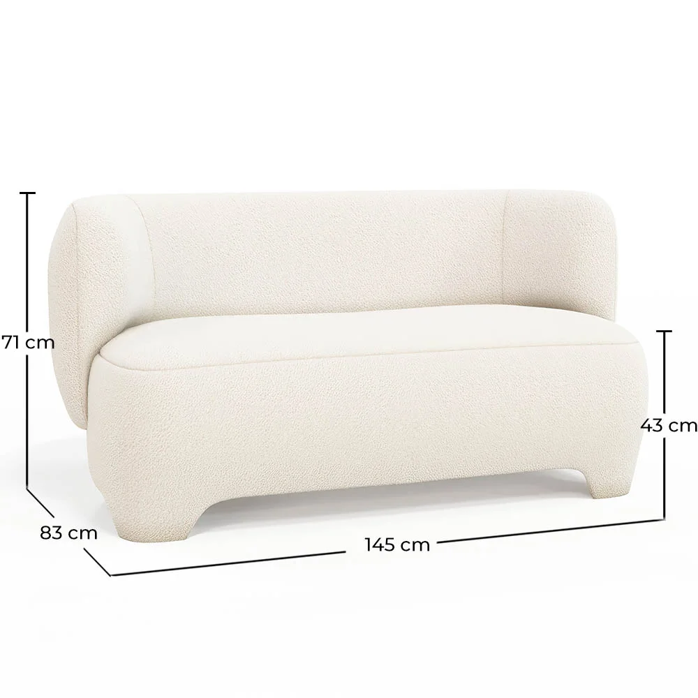 2/3 Seater Sofa - Upholstered in Bouclé Fabric - Magnolia image 10
