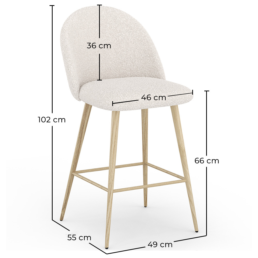 Stool Upholstered in Bouclé Fabric - Scandinavian Design - 66cm - Evelyne image 10