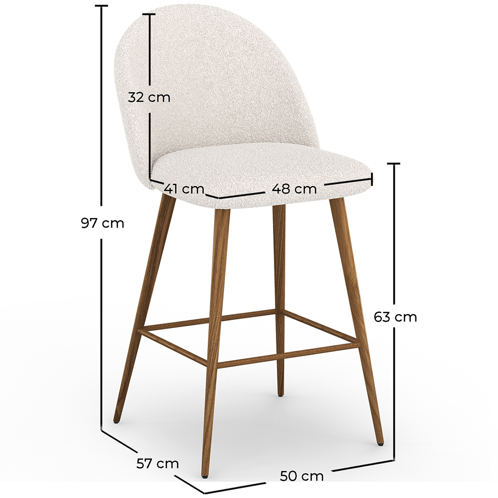 Stool Upholstered in Bouclé Fabric - Scandinavian Design - Evelyne image 10