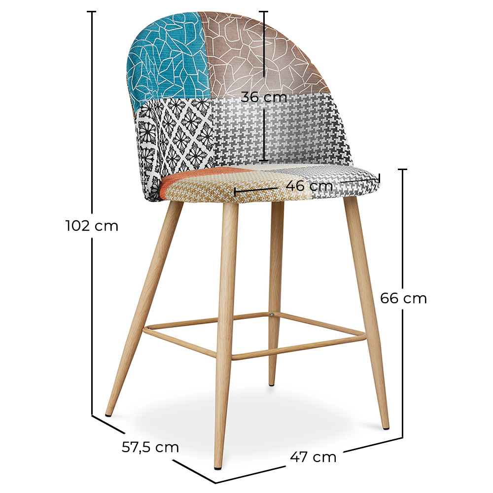 Patchwork Upholstered Stool - Scandinavian Style - 66cm -  Evelyne  image 10